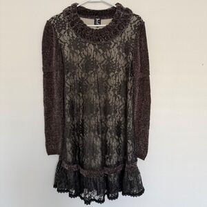 Tricot Chic Made in Italy Women's Black Lace Sweater Dress US Size 6 Whimsy Goth